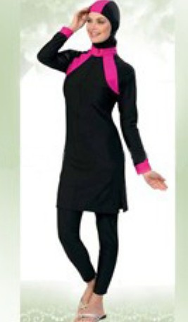 Muslim Fushia black swim suit 4